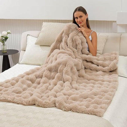 Faux Fur Throw Blanket for Couch Cozy Fuzzy Soft Plush Thick Fluffy Fleece - Image 7