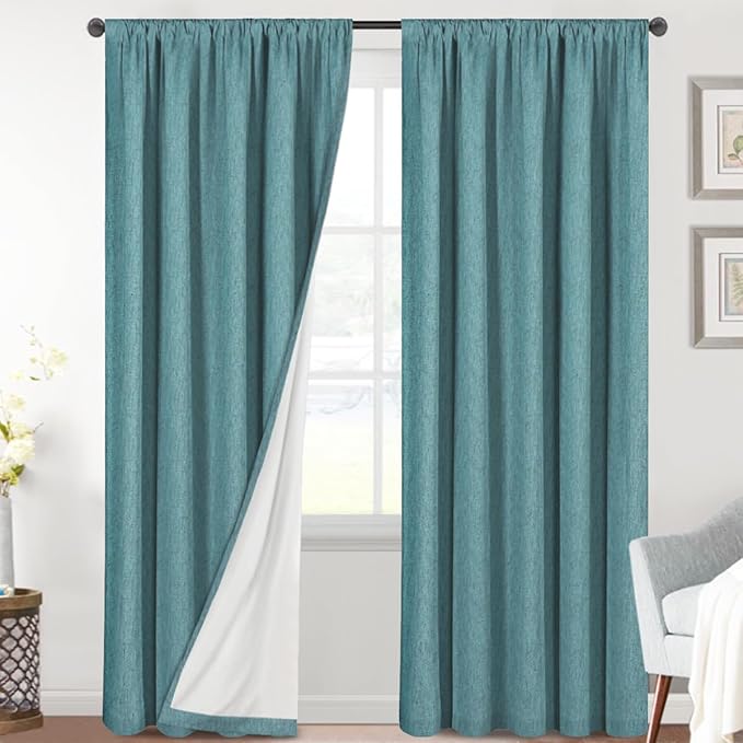H.VERSAILTEX Linen Look 100% Blackout Curtains 95 Inches Long by HVERSAILTEX