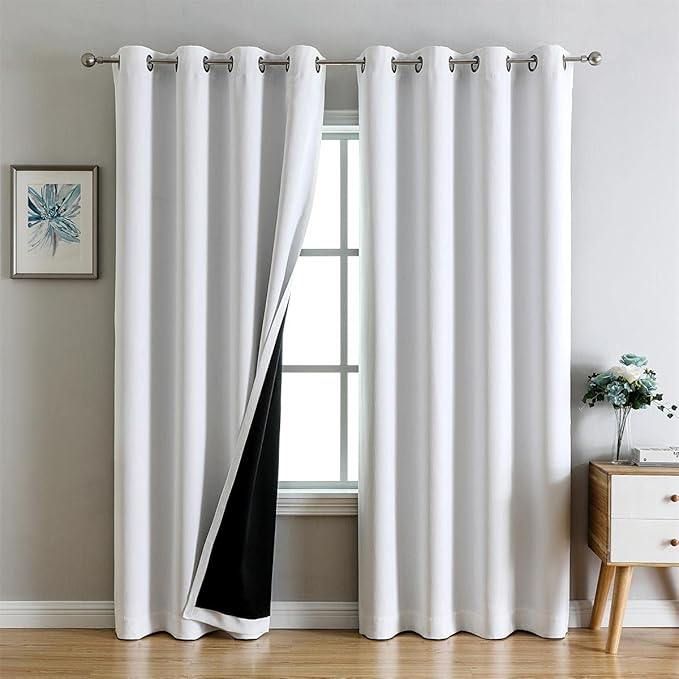 G2000 100% Blackout Curtains for Bedroom Living Room 84 Inches Long White Room - Image 9
