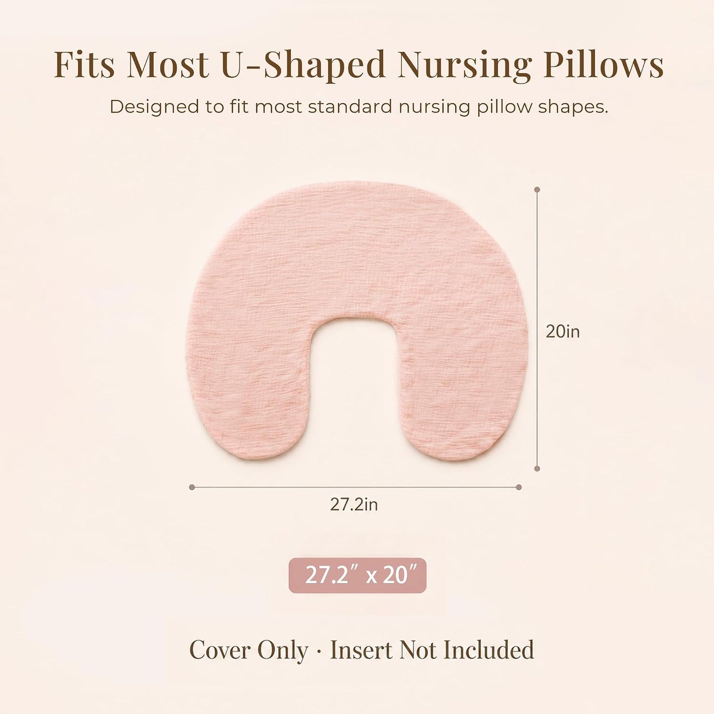 Konssy 2-Pack Muslin Nursing Pillow Covers, Soft & Adorable Nursing Covers for Breastfeeding Pillows, Slipcovers for Newborn Boys & Girls(Pink, Floral)