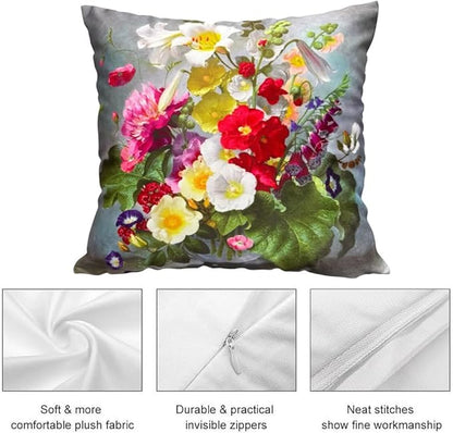 Vintage Floral Bouquet 20x20 Plush Throw Pillow Case, Double-Sided Printed - Image 3