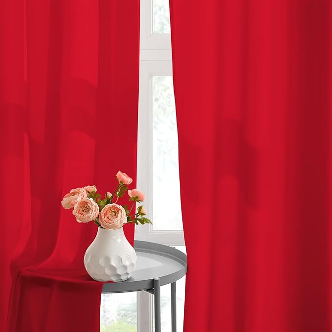 HOMEIDEAS Christmas Non-See-Through Red Privacy Semi Sheer Curtains 72 Inches - Image 6