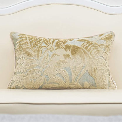 Alerfa 12 x 20 Inch Beige Rectangle Maple Leaf Pillow Embroidery Cut Velvet by Alerfa