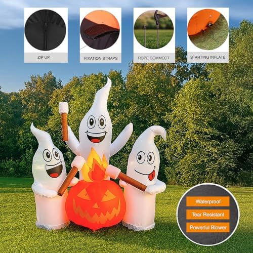 6 FT Halloween Inflatable Ghosts Roasting Marshmallows