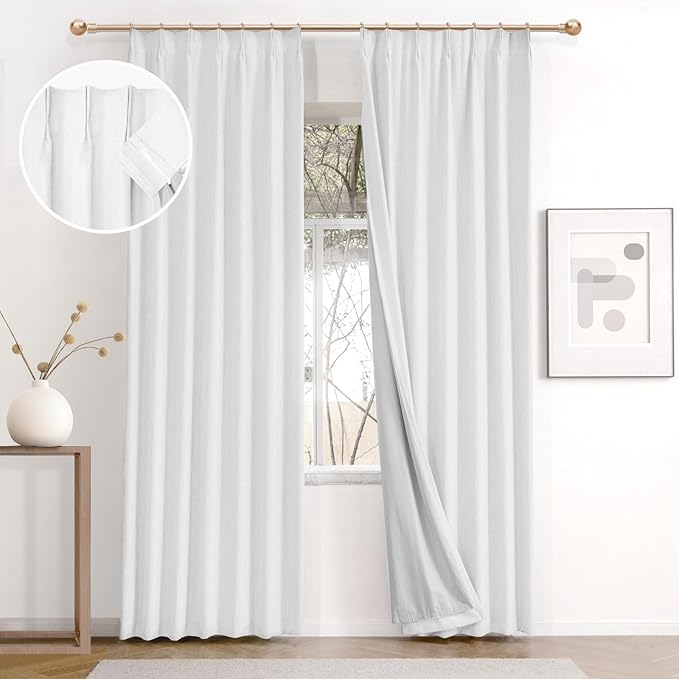 IVAPUPU Linen Pinch Pleated 100% Blackout Curtains by IVAPUPU