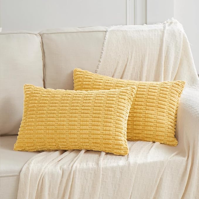 Fancy Homi 4 Packs Yellow Lumbar Decorative Throw Pillow Covers 12x20 Inch - Image 6