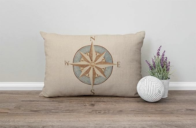 Solekla Nautical Compass Pillow Covers 12" x 20" Lumbar Pillow Covers Home - Image 4