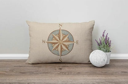 Solekla Nautical Compass Pillow Covers 12" x 20" Lumbar Pillow Covers Home - Image 4