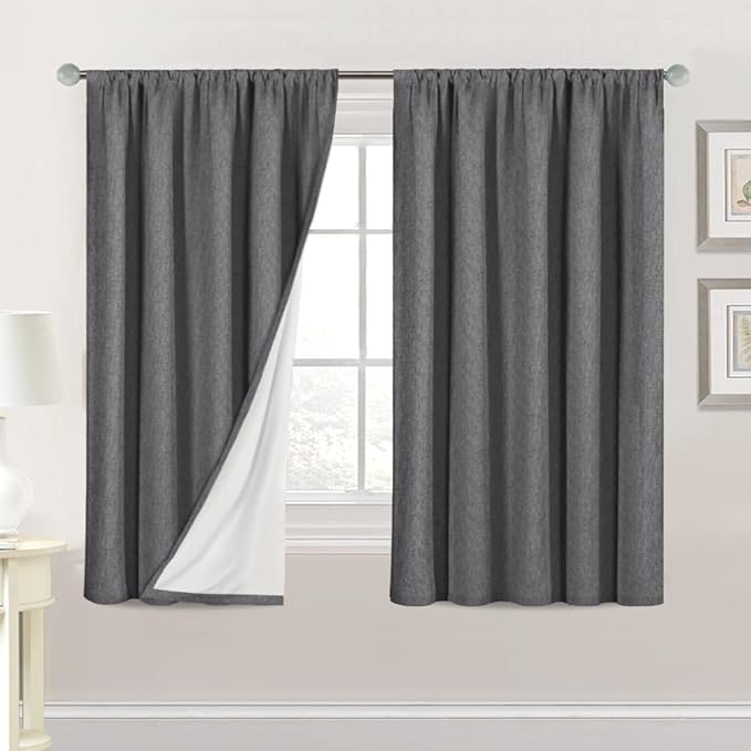 H.VERSAILTEX Linen Look 100% Blackout Curtains 54 Inches Long by HVERSAILTEX