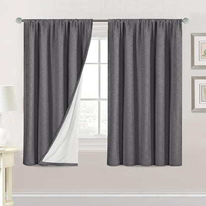 H.VERSAILTEX Linen Look 100% Blackout Curtains 54 Inches Long by HVERSAILTEX