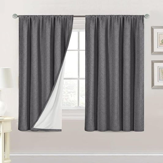 H.VERSAILTEX Linen Look 100% Blackout Curtains 54 Inches Long by HVERSAILTEX