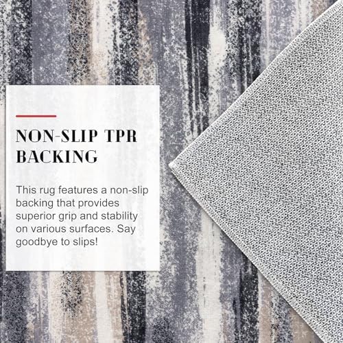 lansny modern abstract runner rug 2.6x8, grey black on a desk or shelf