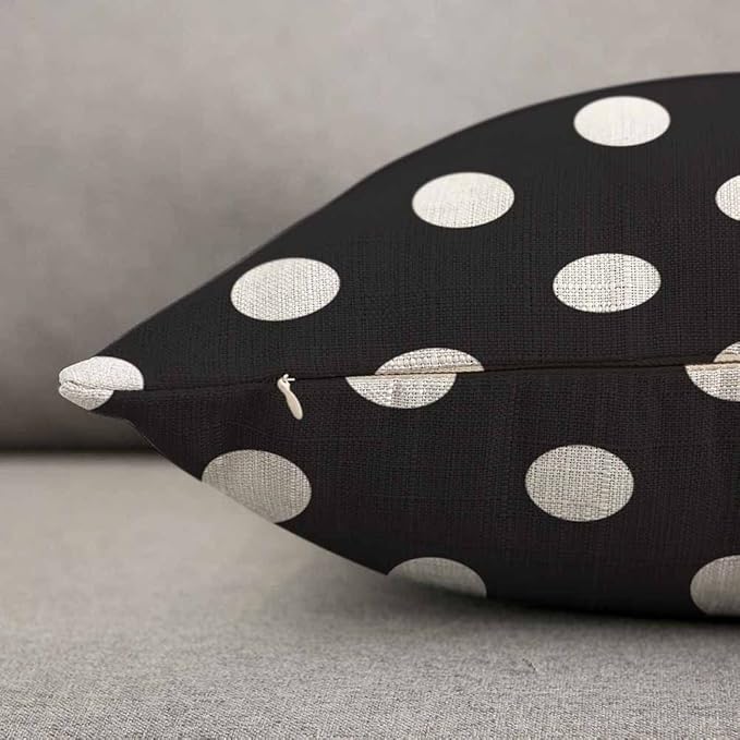 TKS MITLAN White Polka Dot Decorative Pillow Covers on The Black Background - Image 5