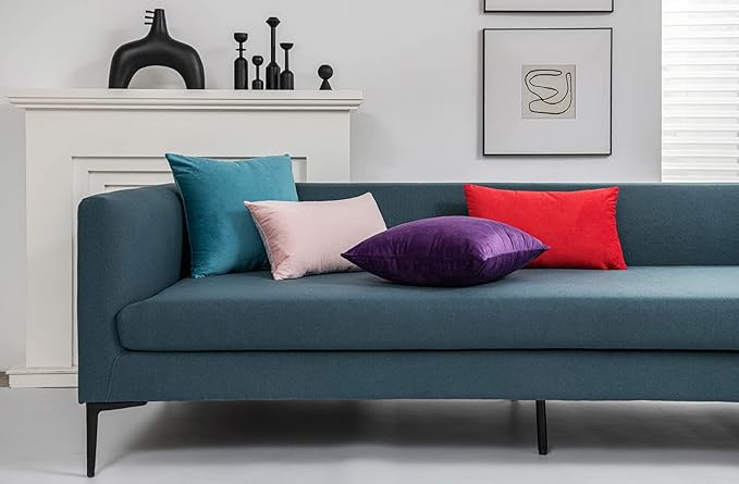 26x26 Euro Pillow Covers : 2 Pack Cozy Soft Velvet Oversized Couch Pillow Shams - Image 6