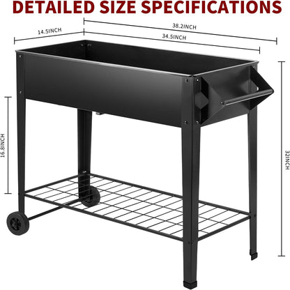 dnkmor 32in tall raised garden bed with wheels on a desk or shelf