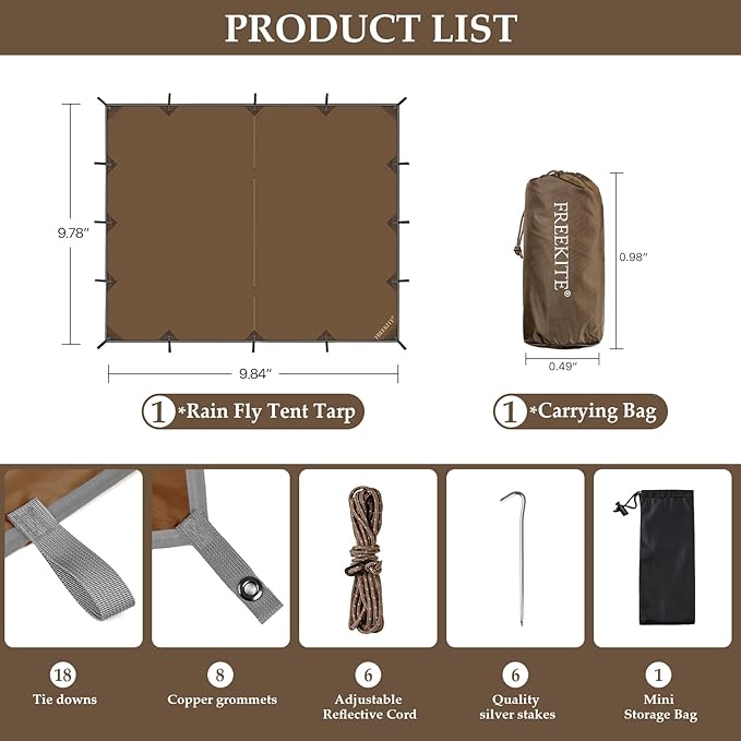 Camping Tarp Tent Portable Multifunctional Bushcraft Backpacking Tear-Resistant - Image 2