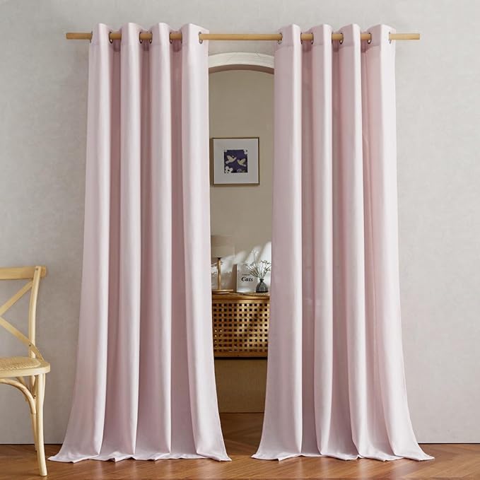 NICETOWN Blush Pink Linen Curtains by NICETOWN