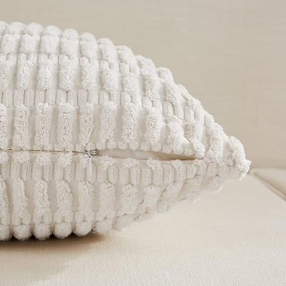 Fancy Homi 4 Packs Pure White Decorative Throw Pillow Covers 24x24 Inch - Image 3
