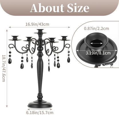 Sziqiqi Black Candelabra Centerpiece for Halloween: Gothic 5 Arm Candelabra