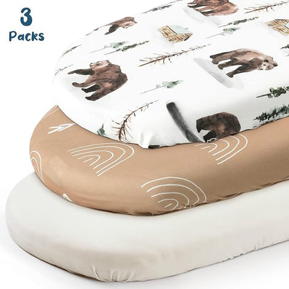 GRSSDER Stretchy Ultra Soft Fitted Bassinet Sheet Set 3 Pack, Universal Fit - Image 2