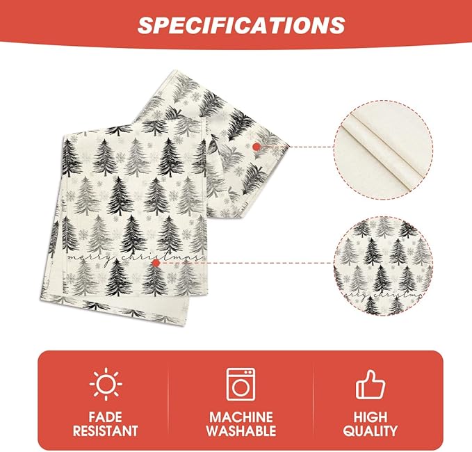 Artoid Mode Xmas Trees Snowflake Christmas Table Runner, Seasonal Winter - Image 5