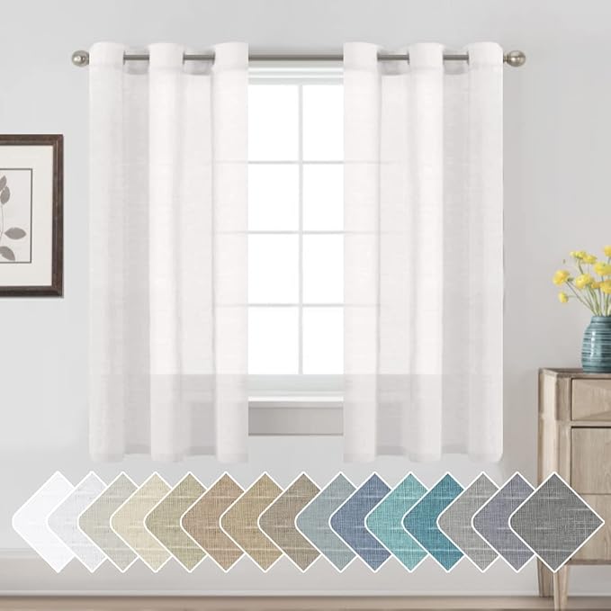 H.VERSAILTEX Linen Curtains Nickel Grommet Natural Linen Semi-Sheer Curtains 2 by HVERSAILTEX