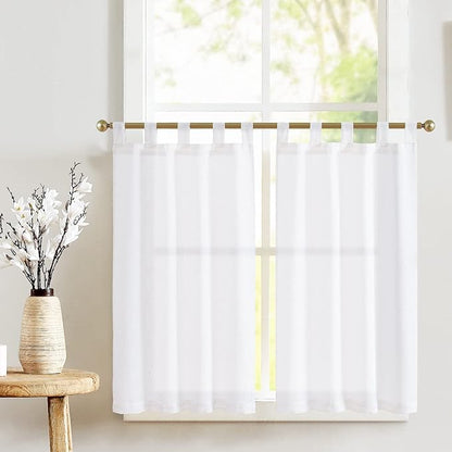 jinchan Kitchen Curtains 36 Inch Linen Tier Curtains Farmhouse Tab Top Small by JINCHAN
