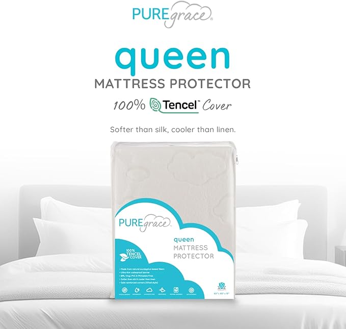 PUREgrace Tencel Mattress Protector – Waterproof, Noiseless Cover, Soft and - Image 2