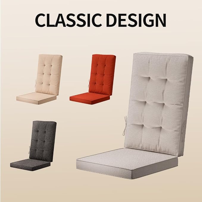 46x18 Outdoor High Back Chair Cushions | Waterproof & UV-Resistant Patio - Image 4