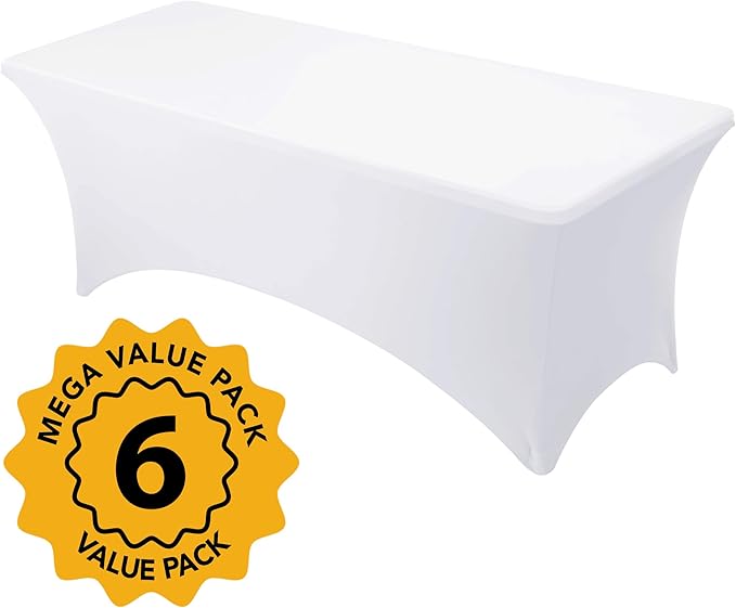 6-Pack Premium White Spandex Tablecloths - Image 2