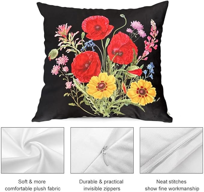 Elegant Velvet Floral Throw Pillow Cover Double Sides Handmake Flower - Image 3