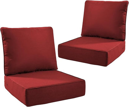 6" Thick Outdoor Cushions 24x24x6, 2-Set Deep Seat Patio Cushions by Pugire