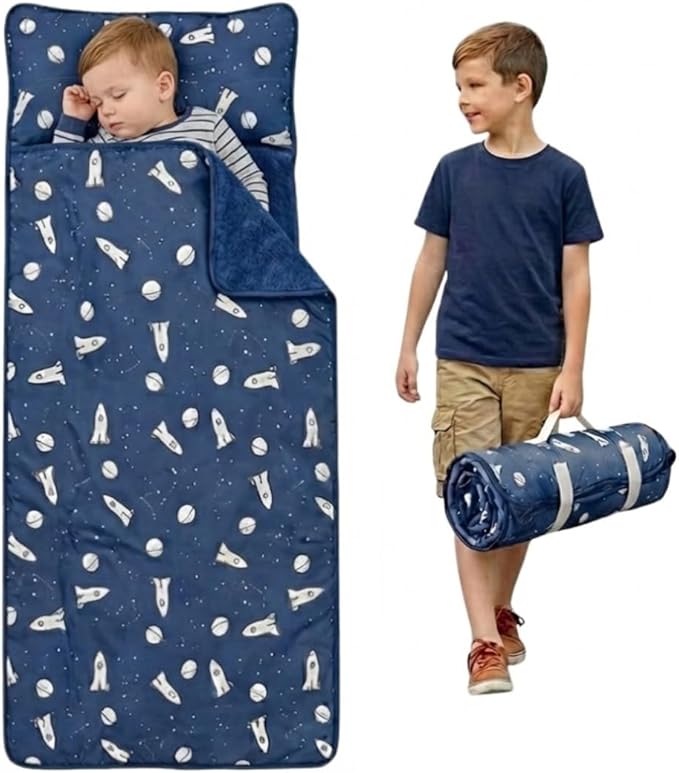 Toddler Nap Mat with Removable Pillow and Blanket by Unknown