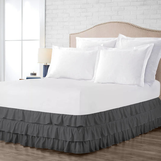 Multi-Ruffle Bed Skirt, Soft Multi Ruffle Bed Skirt Elastic Dust Ruffles
