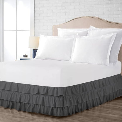 Multi-Ruffle Bed Skirt, Soft Multi Elastic Dust Ruffles - Image 4