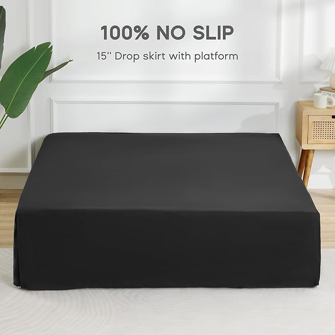 SONIVE Queen Bed Skirt, Classic Tailored Easy Fit Brushed Microfiber Skirts - Image 3