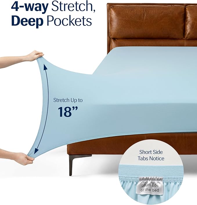 REST® Evercool®+ Starter Sheet Set, Light Blue, Breathable Bed Sheets - Image 7