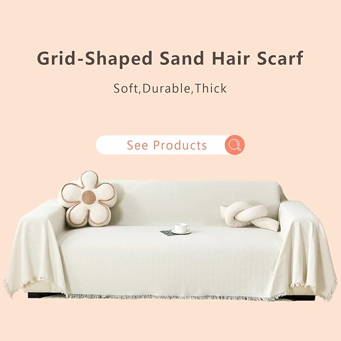 White Couch Cover Blanket Cute Geometrical Jacquard Washable Sofa Cover - Image 2