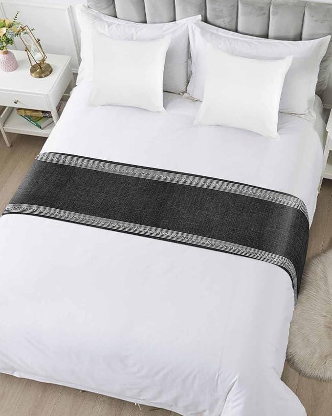 Greece Key Design Black White Bed Runners - Image 3