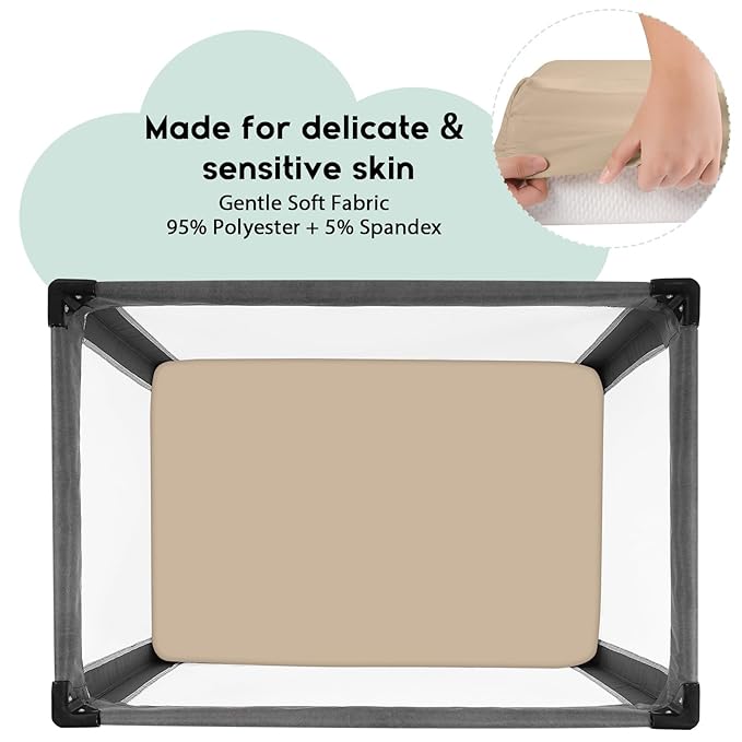 Yoofoss Pack and Play Sheets Fitted, Mini Crib Sheets 2-Pack - Image 2