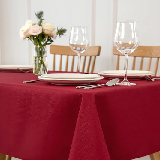 maxmill Square Tablecloth Slubby Texture Stain Resistant Waterproof Wrinkle by maxmill
