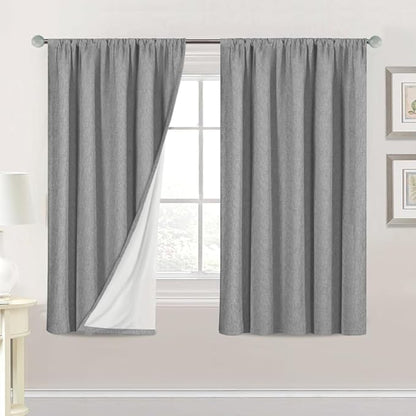 H.VERSAILTEX Linen Look 100% Blackout Curtains 54 Inches Long by HVERSAILTEX