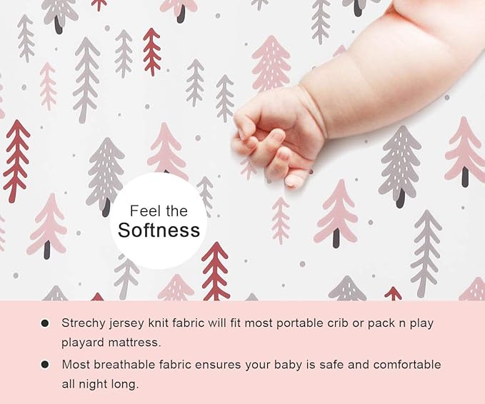 BROLEX 2 Pack Mini Crib Sheets, Stretchy Portable Fitted Playard Sheet Set - Image 8