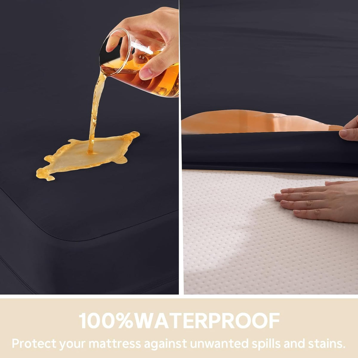full size mattress protector waterproof (12’’-16” depth) shown in use