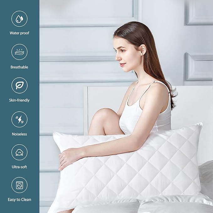 UNILIBRA 2 Pack Waterproof Pillow Protector Quilted King Size - Image 5