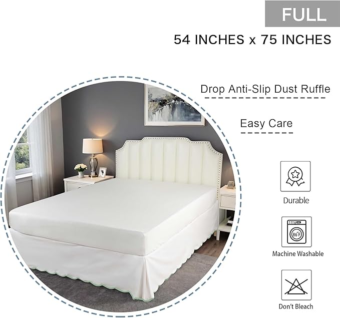 HIG Off-White Chic Full Bed Skirt - Image 2