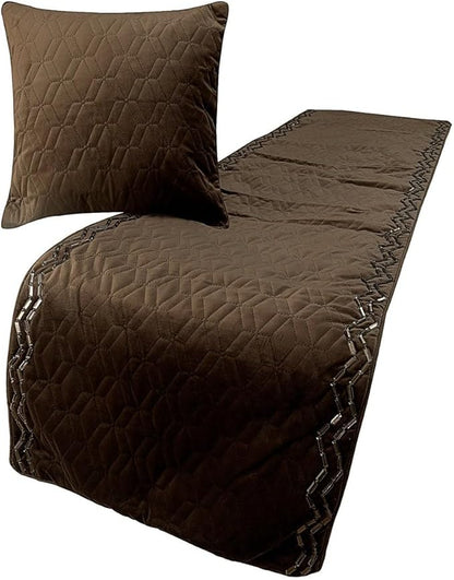 The HomeCentric King Queen Twin Brown Designer Twin 53"x18" Bed Runner by TheHomeCentric