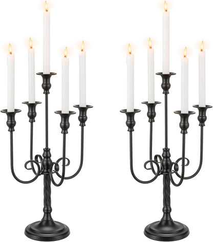 Candeldo 20 Inches Black Candelabra Halloween Decorations Set of 2
