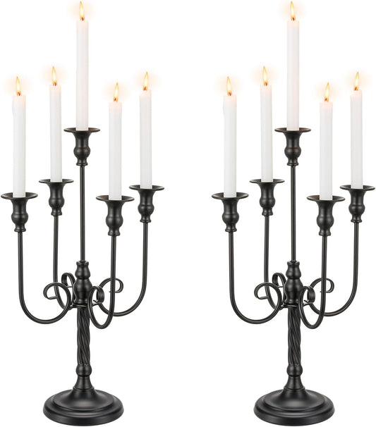 Candeldo 20 Inches Black Candelabra Halloween Decorations Set of 2
