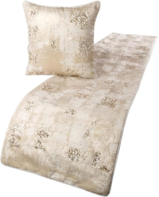 The HomeCentric Ivory Bed Runner, Twin Size 53"x18" Decorative Bed Runner by TheHomeCentric
